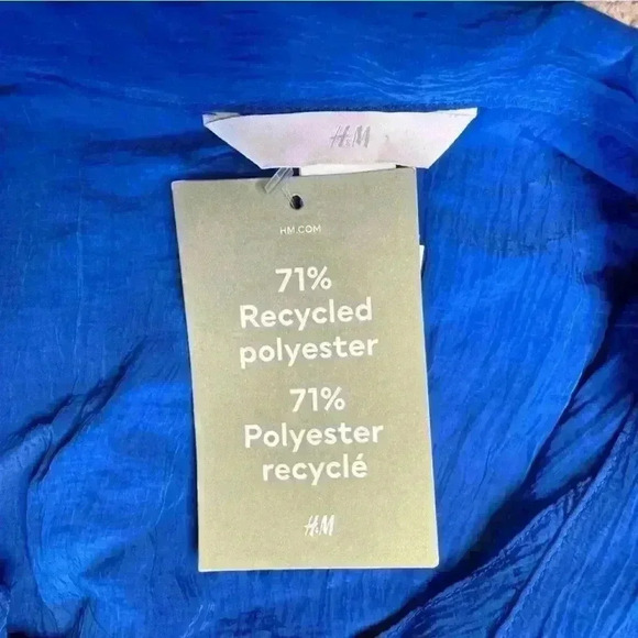 H&M Woven Blouse With Tie Detail Blue Size XXL NWT - Picture 10 of 12